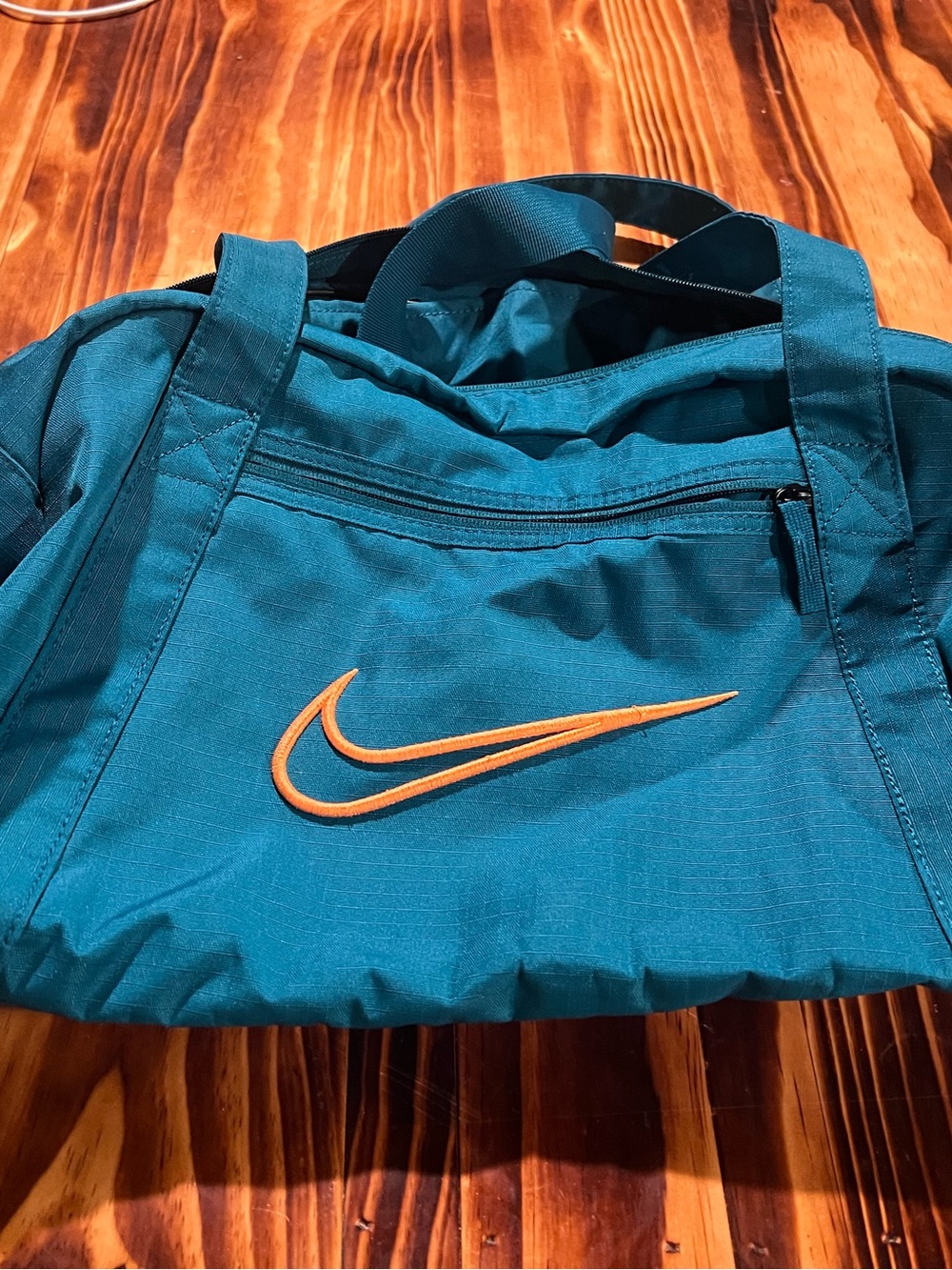 Nike Teal Gym Tote with Orange Swoosh
